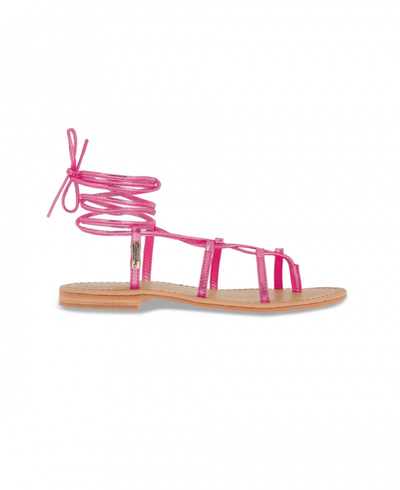 Sandales à entre-doigts Les Tropeziennes HELLEN Dentelle Up Ankle Fushia Femme|FYOH-58102454